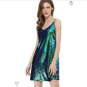 Blue/Green Sequin Mermaid Shift Dress